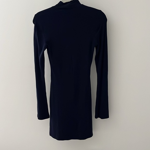 NWOT Reformation Greer Dress Mockneck Navy Blue Size S - Picture 6 of 6